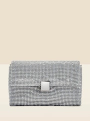 Sosandar Silver Embellished Clasp Detail Soft Clutch Bag - Image 2 of 4