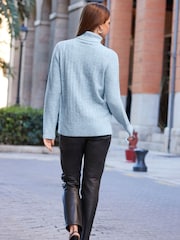 Sosandar Blue Rib Knit Super Cosy Jumper - Image 3 of 6