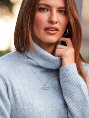 Sosandar Blue Rib Knit Super Cosy Jumper - Image 6 of 6