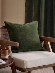Yard Olive Heath Washed Velvet Textured Fibre Filled Cushion - Image 1 of 3
