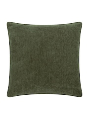 Yard Olive Heath Washed Velvet Textured Fibre Filled Cushion - Image 2 of 3