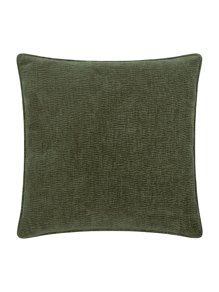 Yard Olive Heath Washed Velvet Textured Fibre Filled Cushion - Image 2 of 3 Yard Olive Heath Washed Velvet Textured Fibre Filled Cushion - Image 2 of 3
