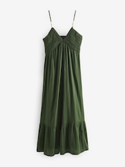 Khaki Green Crochet Maxi Summer Dress - Image 6 of 7
