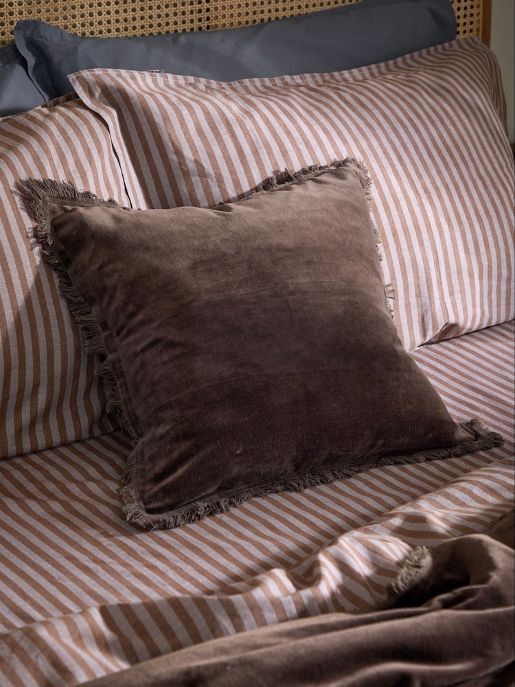 Yard Bitter Chocolate Jaye Cotton Velvet Fibre Filled Cushion - Image 1 of 4
