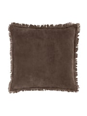 Yard Bitter Chocolate Jaye Cotton Velvet Fibre Filled Cushion - Image 2 of 4