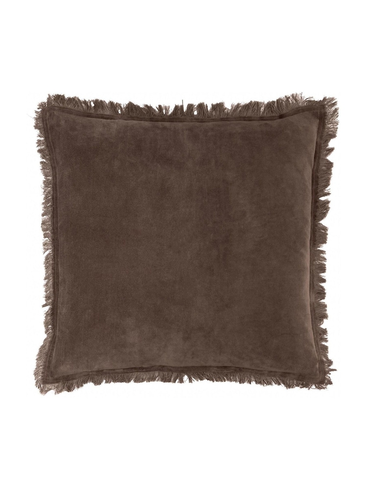 Yard Bitter Chocolate Jaye Cotton Velvet Fibre Filled Cushion - Image 2 of 4
