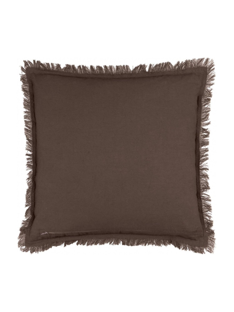 Yard Bitter Chocolate Jaye Cotton Velvet Fibre Filled Cushion - Image 4 of 4