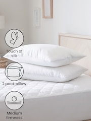 Set of 2 Sleep In Silk Medium 100% Cotton Pillows - Image 2 of 3