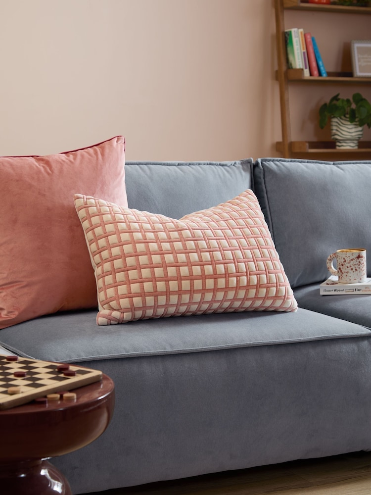 Furn Pink Softie Grid Quilted Fibre Filled Cushion - Image 1 of 4