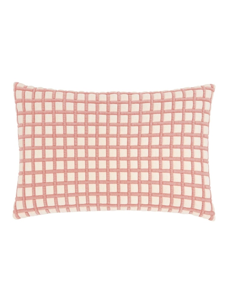 Furn Pink Softie Grid Quilted Fibre Filled Cushion - Image 2 of 4