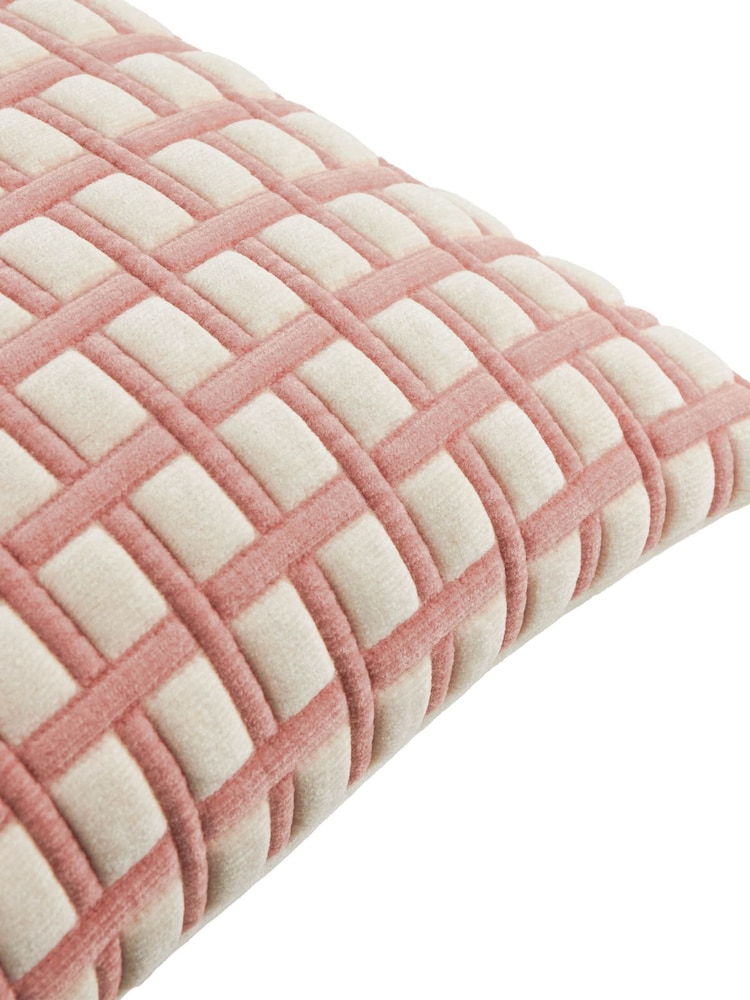 Furn Pink Softie Grid Quilted Fibre Filled Cushion - Image 4 of 4