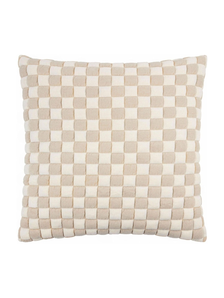 Furn Natural Softie Checkerboard Quilted Fibre Filled Cushion - Image 2 of 4