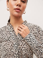 Animal Print Long Sleeve Ruffle Blouse - Image 4 of 7