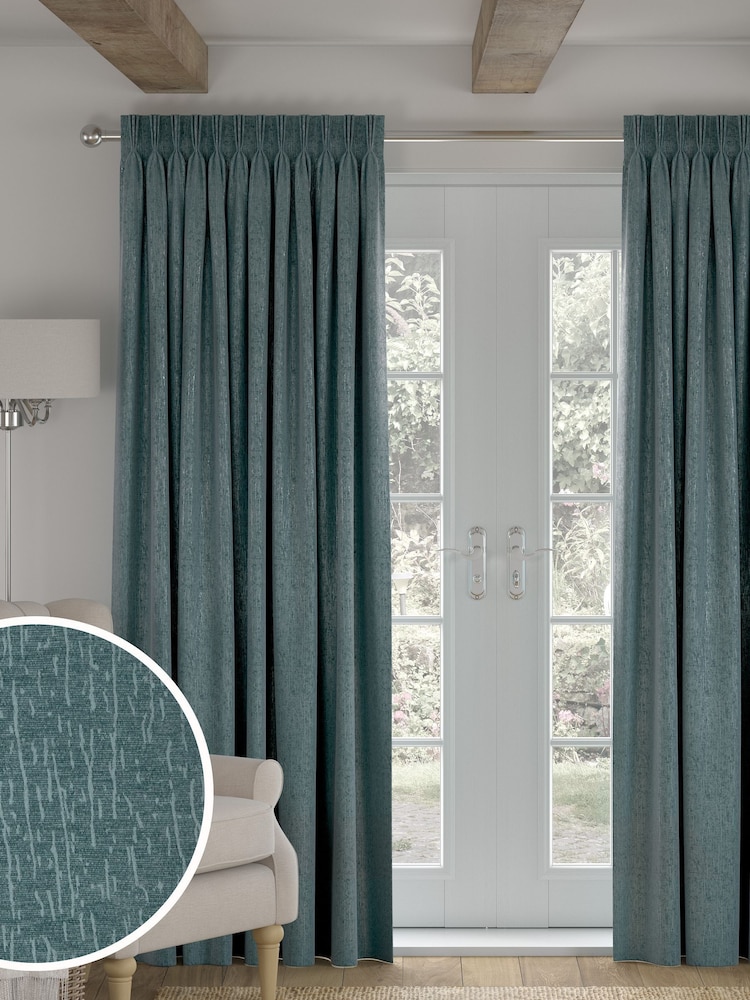 Teal Green Chenille Made to Measure Curtains - Image 1 of 9