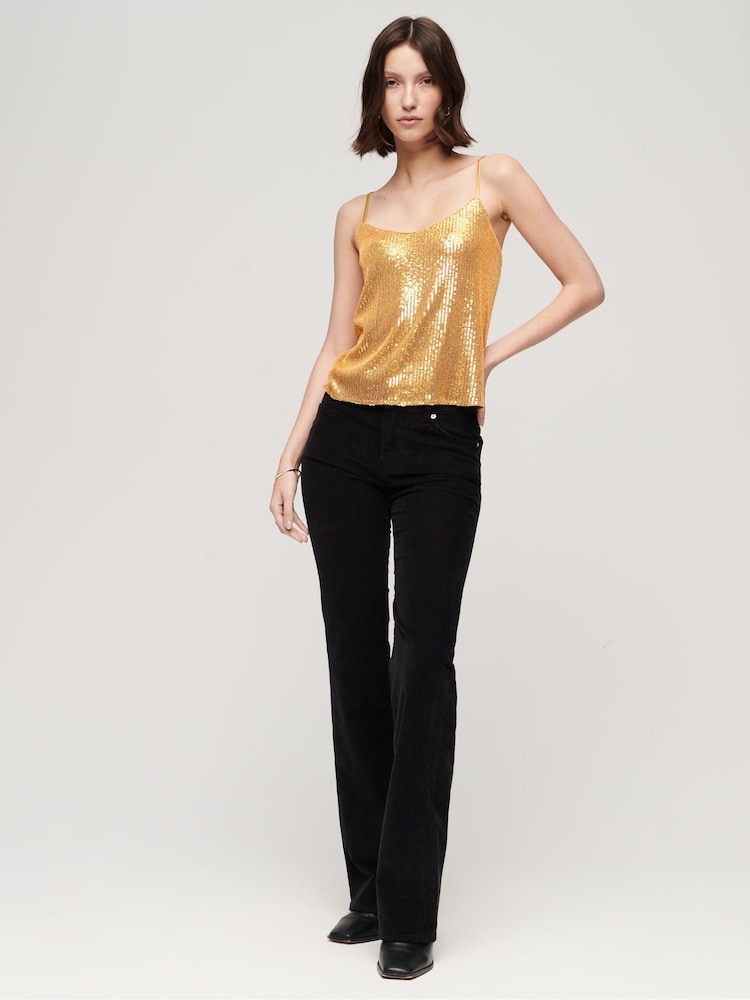 Superdry Gold Sequin Cami Vest Top - Image 2 of 5