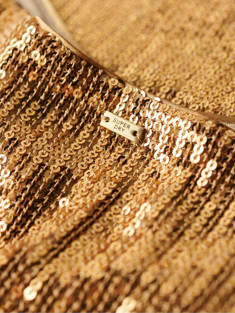 Superdry Gold Sequin Cami Vest Top - Image 5 of 5