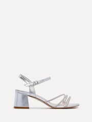 Linzi Silver Carnation Heeled Sandals With Embellished Upper - Image 2 of 5