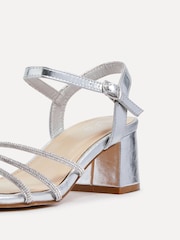 Linzi Silver Carnation Heeled Sandals With Embellished Upper - Image 4 of 5