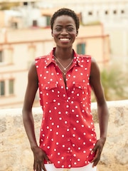 Sosandar Red Spot Printed Fluted Cuff Tunic - Image 2 of 5