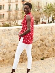 Sosandar Red Spot Printed Fluted Cuff Tunic - Image 3 of 5