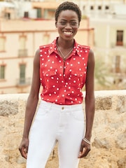 Sosandar Red Spot Printed Fluted Cuff Tunic - Image 5 of 5