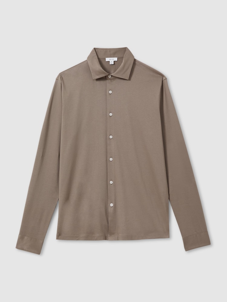 Reiss Cinder Viscount Slim Fit Mercerised Cotton Jersey Shirt - Image 2 of 5