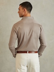 Reiss Cinder Viscount Slim Fit Mercerised Cotton Jersey Shirt - Image 4 of 5