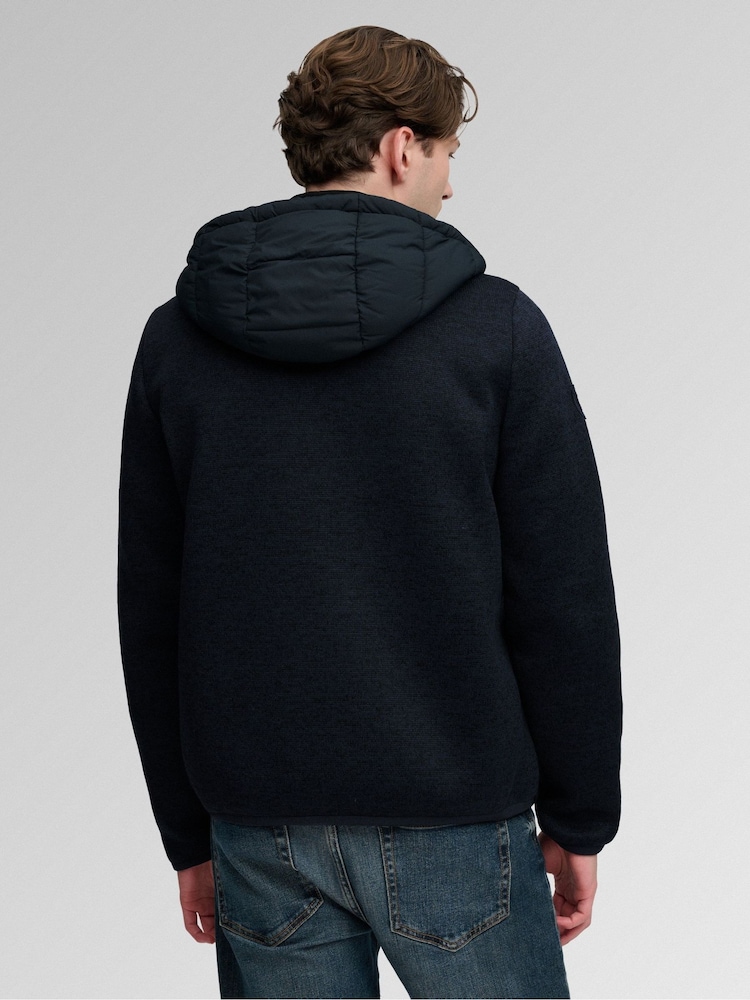 Superdry Blue Hooded Storm Knit Hybrid Jacket - Image 2 of 8 Superdry Blue Hooded Storm Knit Hybrid Jacket - Image 2 of 8