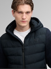 Superdry Blue Hooded Storm Knit Hybrid Jacket - Image 5 of 8