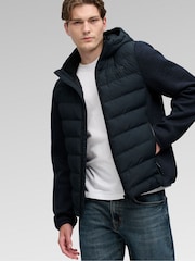 Superdry Blue Hooded Storm Knit Hybrid Jacket - Image 6 of 8