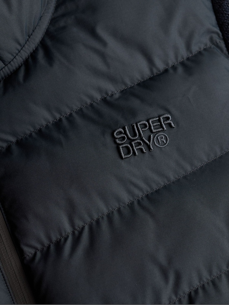 Superdry Blue Hooded Storm Knit Hybrid Jacket - Image 8 of 8 Superdry Blue Hooded Storm Knit Hybrid Jacket - Image 8 of 8