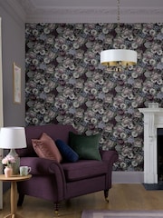 Laura Ashley Blackberry Purple Honnington Peonies A4 Wallpaper Sample - Image 1 of 2