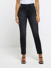 River Island Black Slim Straight Non - Stretch Jeans - Image 1 of 6