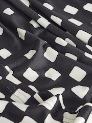 Monochrome Check Print Long Sleeve Wrap Midi Dress - Image 5 of 5