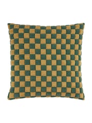 Furn Green Softie Checkerboard Quilted Fibre Filled Cushion - Image 2 of 4