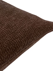 Yard Espresso Brown Heath Washed Velvet Textured Fibre Filled Cushion - Image 3 of 3
