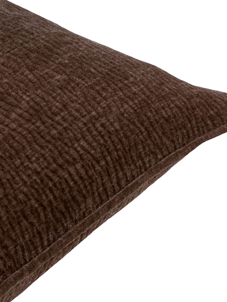 Yard Espresso Brown Heath Washed Velvet Textured Fibre Filled Cushion - Image 3 of 3 Yard Espresso Brown Heath Washed Velvet Textured Fibre Filled Cushion - Image 3 of 3