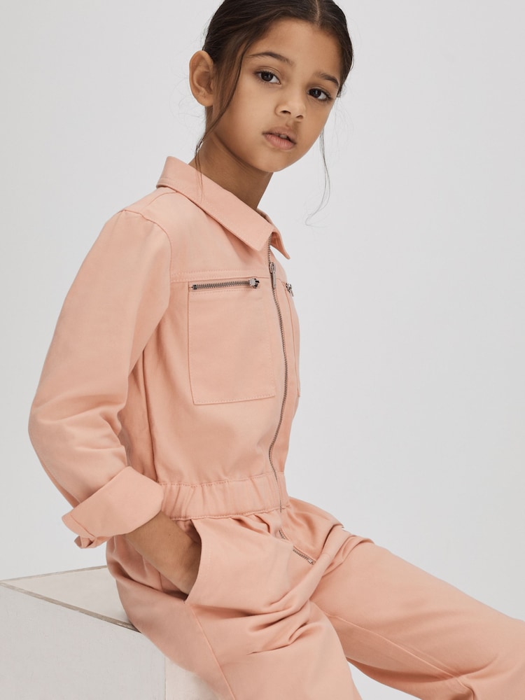 Reiss Pink Penelope 9-13 yrs Denim Jumpsuit - Image 1 of 6