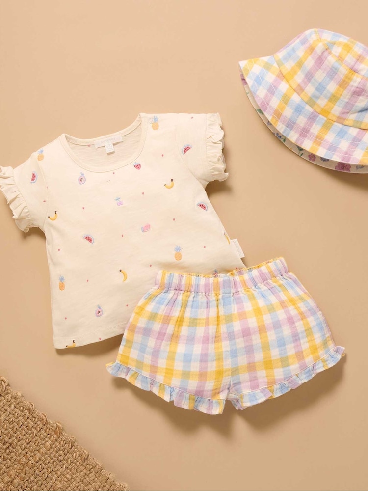 Purebaby Pink Fruity Top & Shorts Set - Image 2 of 6