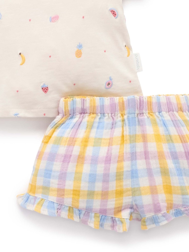 Purebaby Pink Fruity Top & Shorts Set - Image 6 of 6
