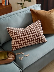 Furn Chocolate Sand Softie Grid Quilted Fibre Filled Cushion - Image 1 of 4