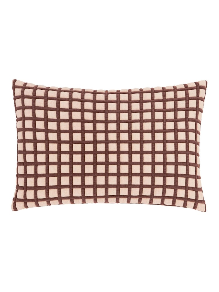 Furn Chocolate Sand Softie Grid Quilted Fibre Filled Cushion - Image 2 of 4