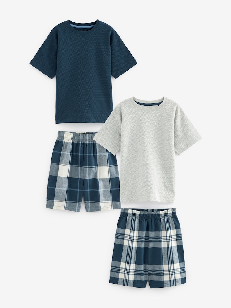 Blue/ Grey Check Woven Pyjamas 2 Pack (1.5-16yrs) - Image 4 of 7