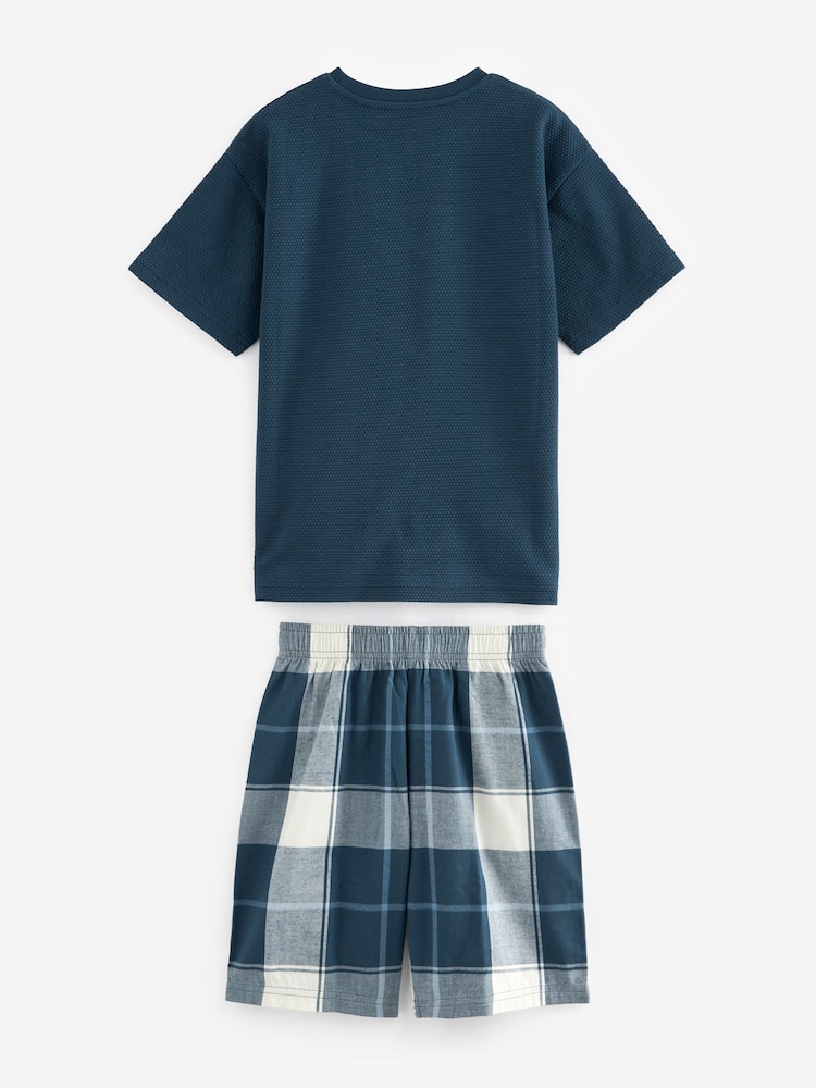 Blue/ Grey Check Woven Pyjamas 2 Pack (1.5-16yrs) - Image 5 of 7