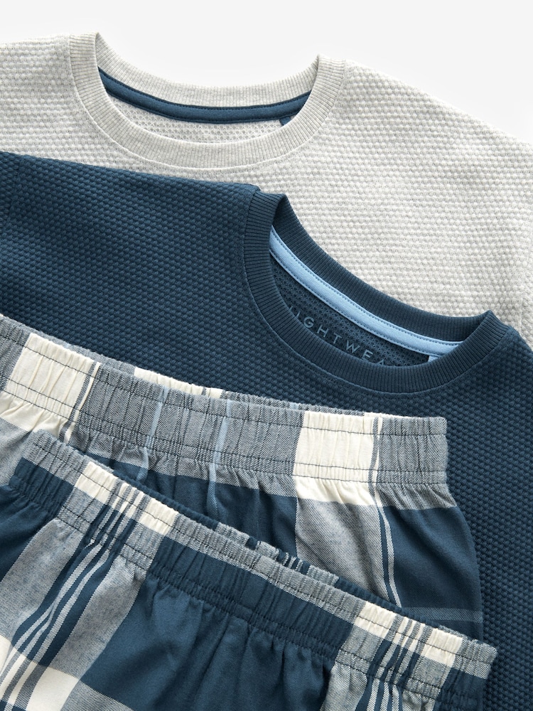 Blue/ Grey Check Woven Pyjamas 2 Pack (1.5-16yrs) - Image 6 of 7