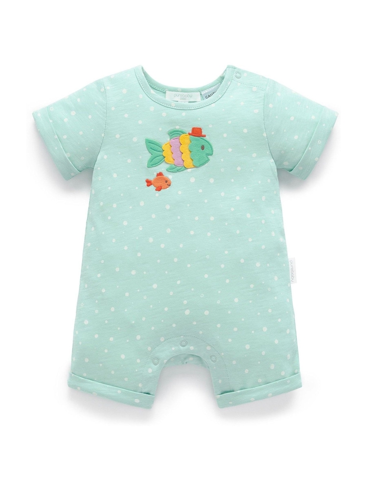 Purebaby Blue Fancy Fish Growsuit Rompersuit - Image 2 of 5