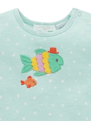 Purebaby Blue Fancy Fish Growsuit Rompersuit - Image 3 of 5