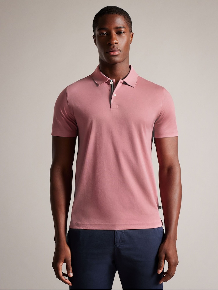 Ted Baker Pink Slim Zeiter Soft Touch Polo Shirt - Image 1 of 5