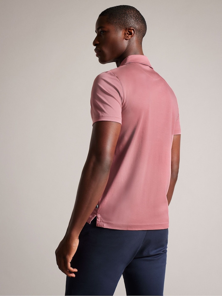 Ted Baker Pink Slim Zeiter Soft Touch Polo Shirt - Image 2 of 5