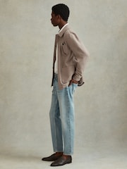 Reiss Mocha Cart Wool Blend Button-Through Overshirt - Image 4 of 6